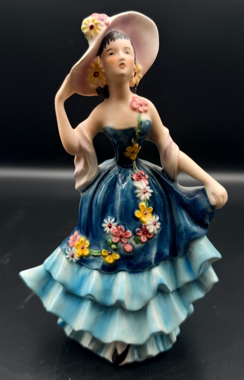 Vintage Goebel W Germany Porcelain Beautiful Ladies of Fashion FF273 Blue Dress